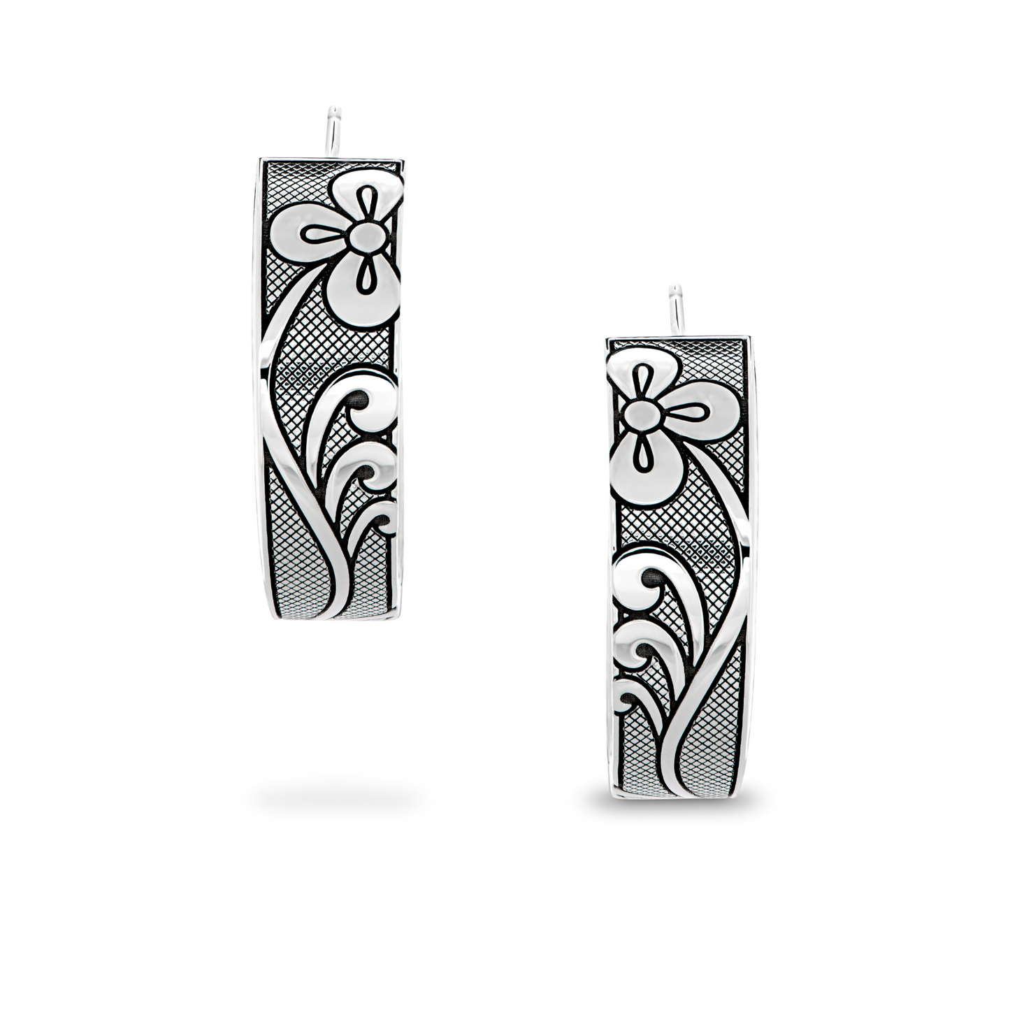 SILVER FLORAL BEADWORK HOOP EARRINGS Celebration+ Connection