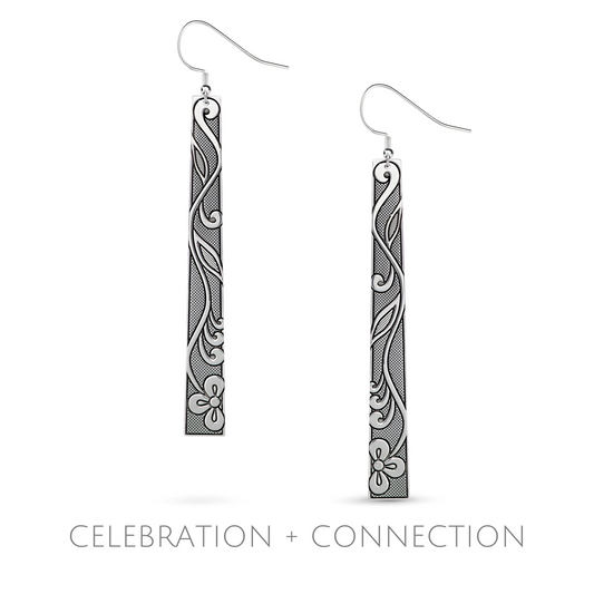 SILVER FLORAL BEADWORK DANGLE EARRINGS Celebration+ Connection